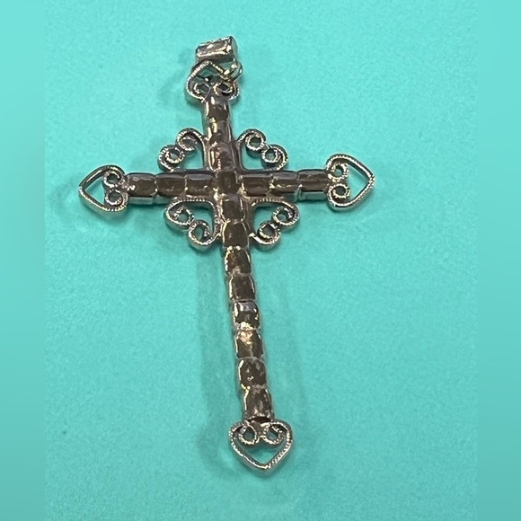Vintage Rhinestone Cross Pendant/2in - Picture 8 of 9